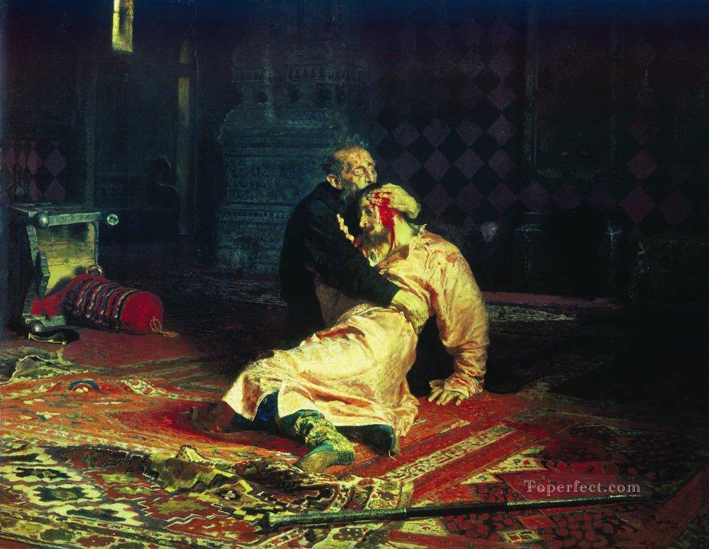 イワン恐ろしい人とその息子イワン 1581年1885年11月16日 イリヤ・レーピン油絵